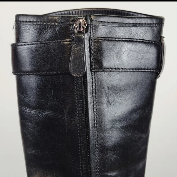Tory Burch Grace Equestrian Knee High Leather Riding Boots Black 32148367 Size 6 - Picture 7 of 11